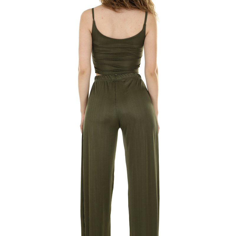 Conjunto canelado regata e pantalona