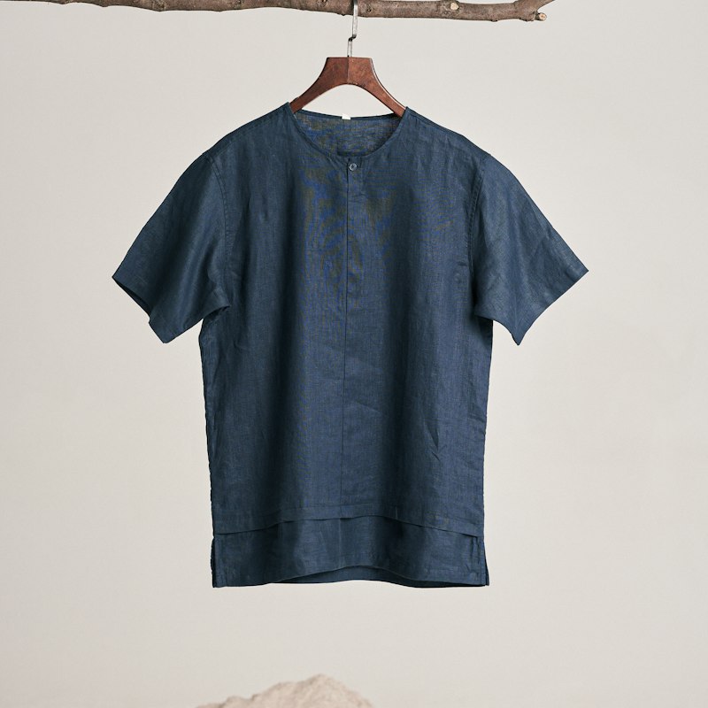 Camisa de linho gola padre